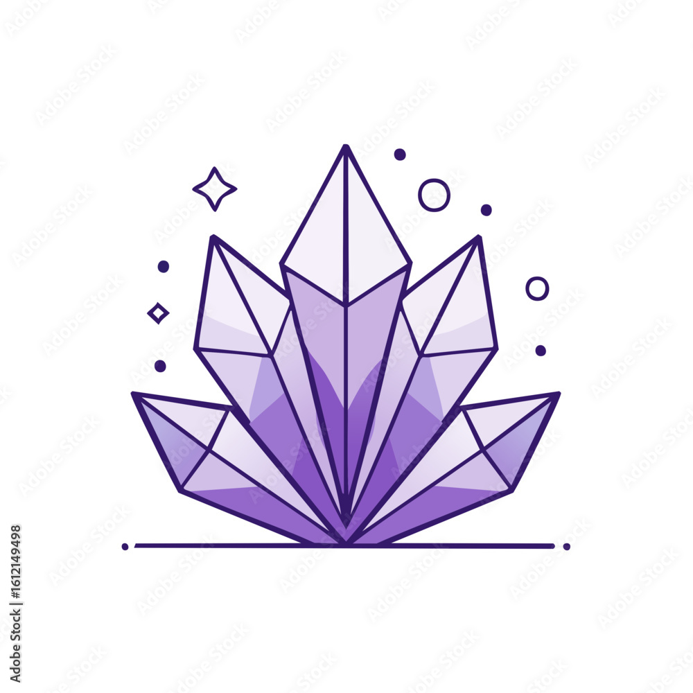 Obraz premium Purple Crystals Illustration on Black Background