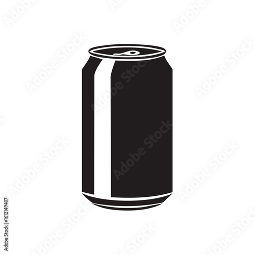 Black aluminum can isolated on black background. Container for beverages and product packaging vector.