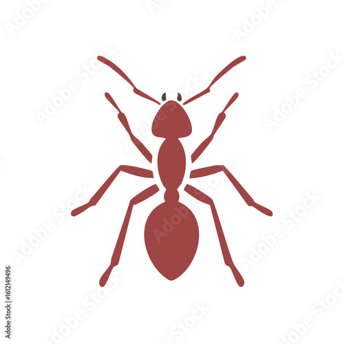 Illustration of a single brown ant insect on a black background