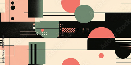 Abstract Geometric Design With Vibrant Colors and Shapes on a Minimalist Back...