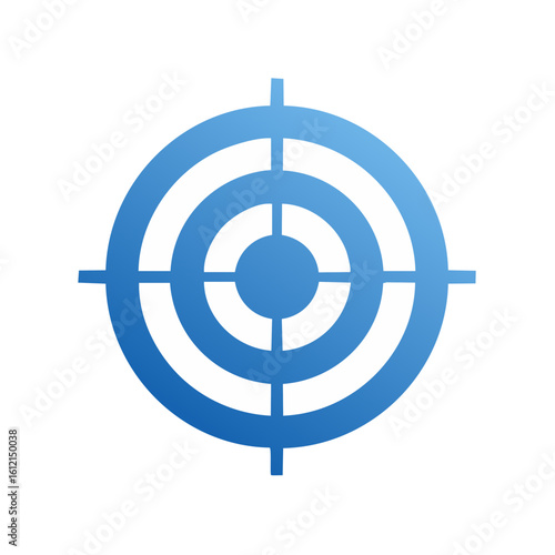 Blue target icon with circles and crosshairs on dark background for accuracy, precision, focus, and achieving goals