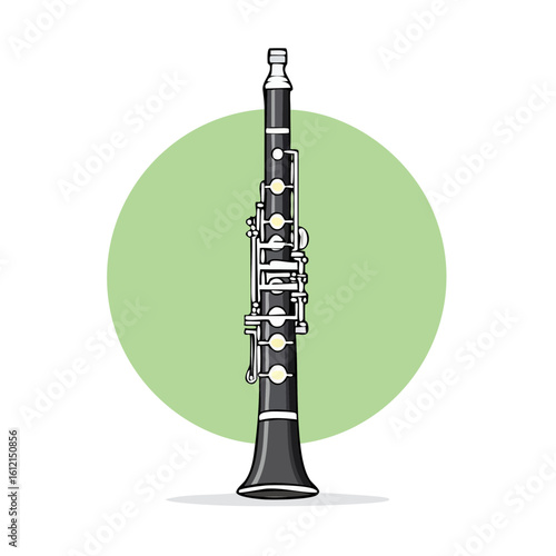 Clarinet illustration on contrasting background An elegant woodwind instrument drawing for music education or performance concepts