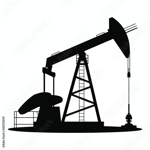 Silhouette of an oil pump jack working in the oil and gas industry