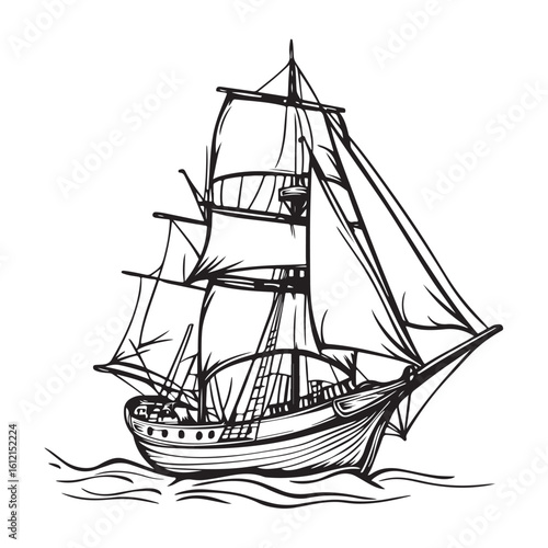 Wallpaper Mural Ancient Sailboat silhouette vector illustration Torontodigital.ca