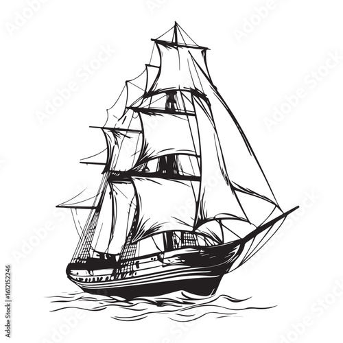 Wallpaper Mural Ancient Sailboat silhouette vector illustration Torontodigital.ca