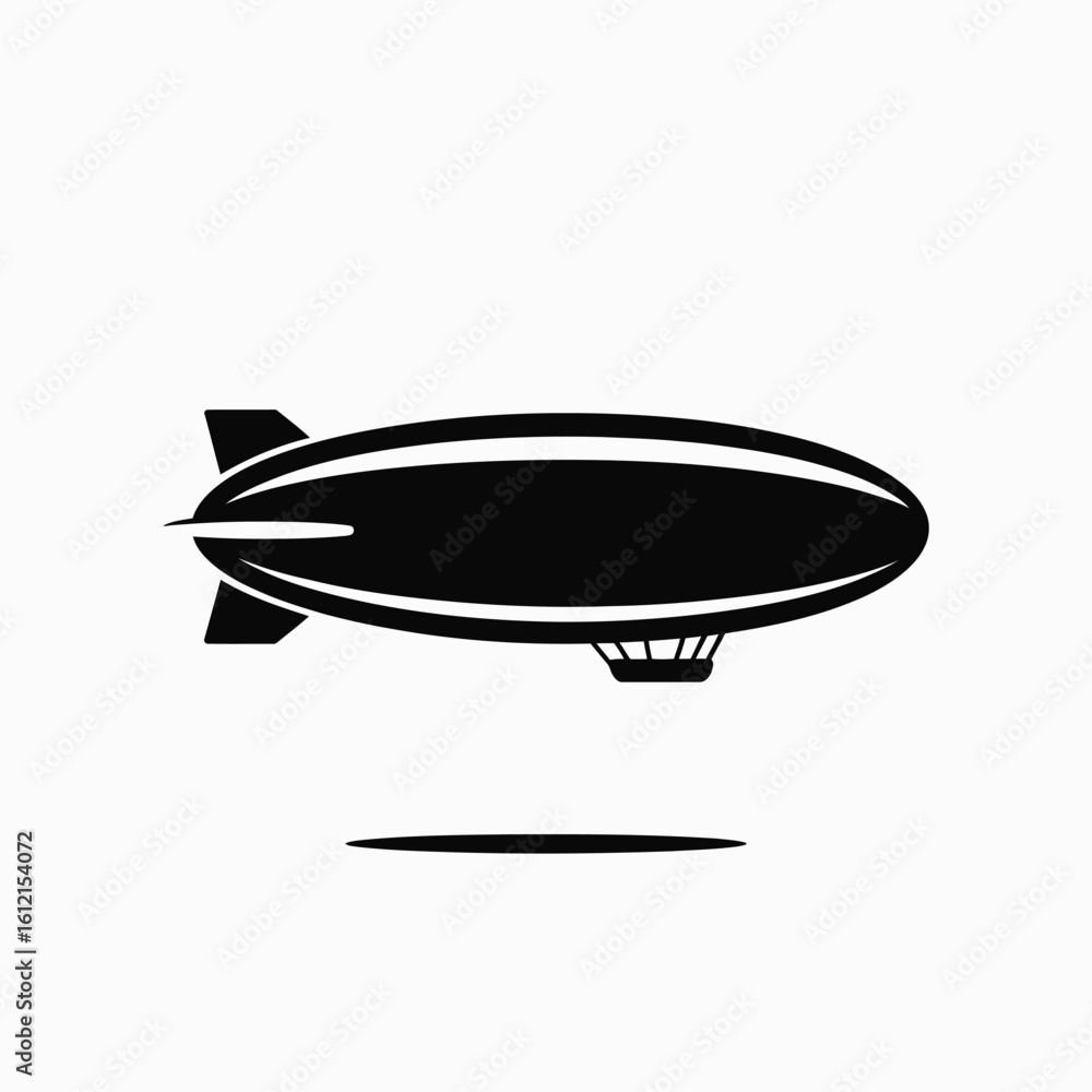 Fototapeta premium Classic black silhouette of an airship or blimp flying