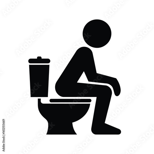 Silhouette of a person sitting on a toilet in a bathroom