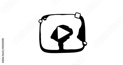Social network icon play button doodle icon for video streaming services and multimedia content hand drawn vector illustration vector