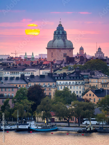 Photography Stunning Sunset Over Historic Cityscape of Stockholm