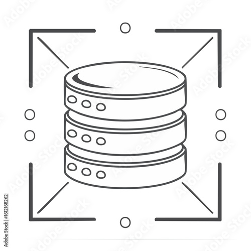 Database, Server, Data Storage Line Icon, Vector Illustration