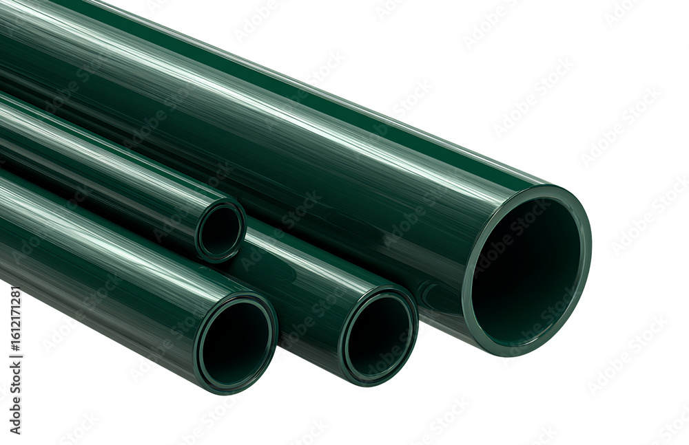 Fototapeta premium Multiple green industrial pipes on a transparent background