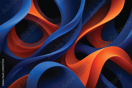 Abstract Swirling Shapes in Blue and Orange Hues