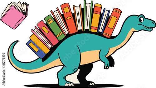 Adorable dinosaur books illustration for education, reading, and back to school designs