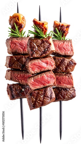 Grilled steak skewers with rosemary