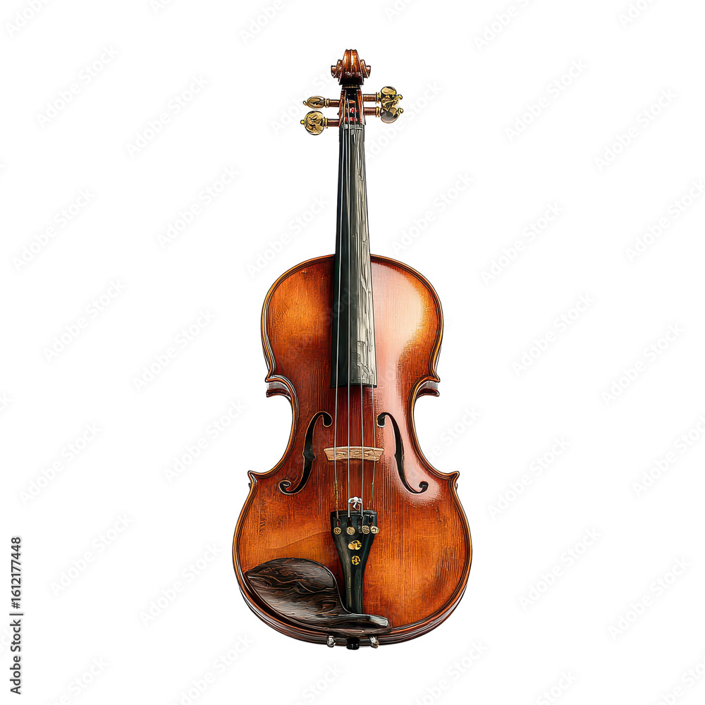Fototapeta premium Beautiful wooden violin displayed elegantly on a light background emphasizing its craftsmanship and design