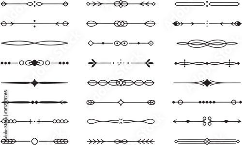 Decorative line dividers and ornaments lines black