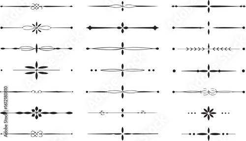 Ornate decorative line dividers with floral and geometric elements lines