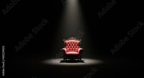 Red throne in spotlight