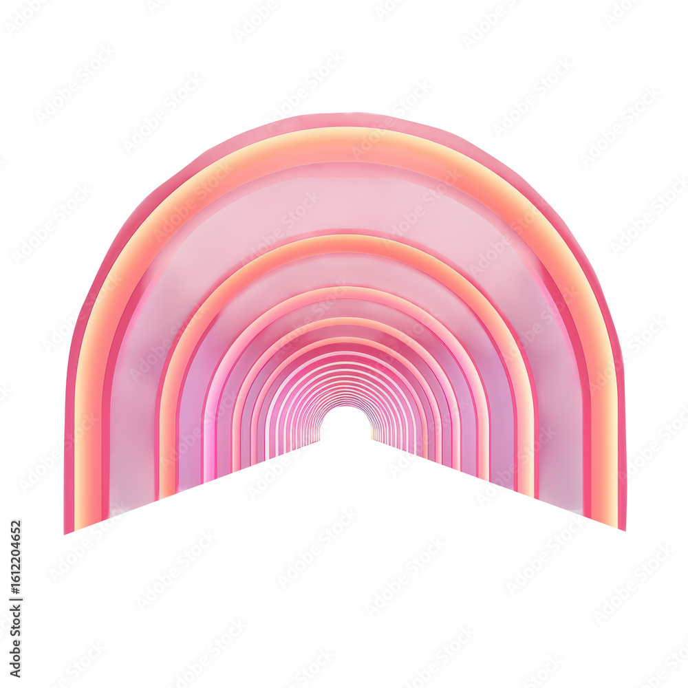 Naklejka premium A vibrant pink and orange abstract tunnel with a vanishing point isolated on transparent background