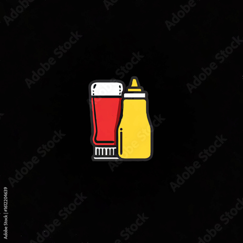 Wallpaper Mural Ketchup and Mustard Bottles Simple Illustration
 Torontodigital.ca