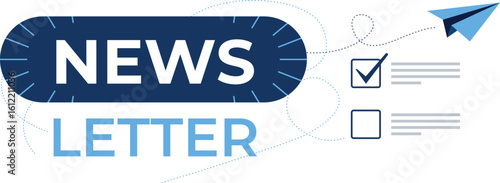 Modern Digital Newsletter Layout with Flying Paper Plane Icon – Email Marketing and Online Messaging Concept