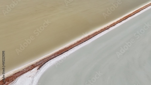 Aerial drone view of Dampier Salt Pools in Port Hedland, Western Australia