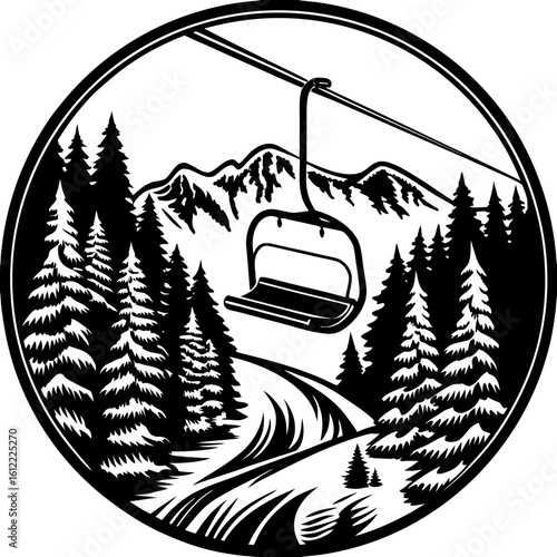 Ski Resort Chair Lift, Mountain Ride, Winter Sports, Scenic Ski Lift