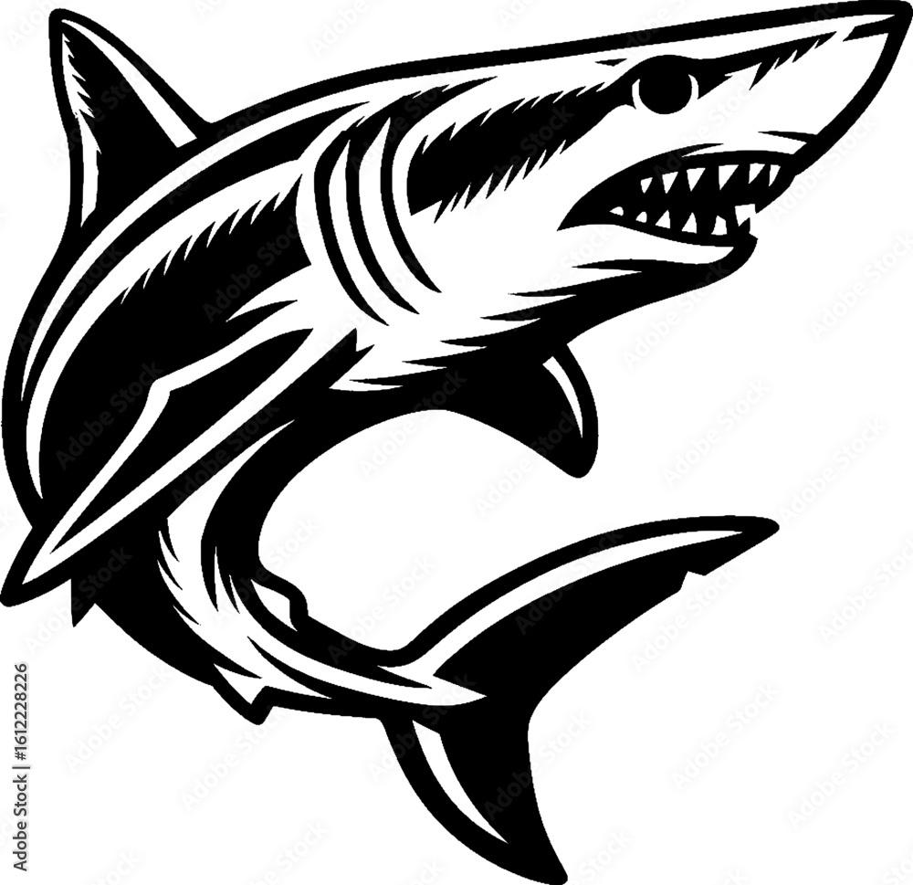 Obraz premium Mako Shark Vector Illustration – Bold Stylized Predator Artwork