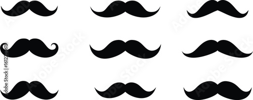 Black Moustache Design Elements - AI Generative
