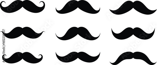 Black Moustache Styles Set - AI Generative
