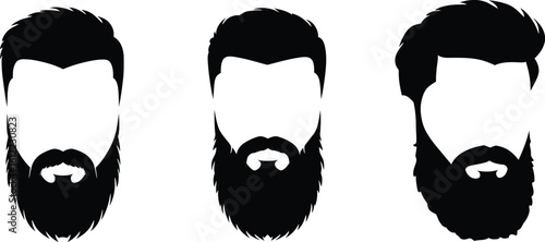 Black Hair and Beard Silhouettes - AI Generative

