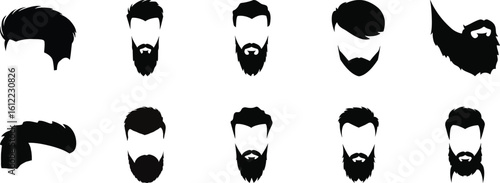 Black Beard and Hair Icons - AI Generative
