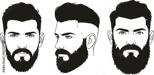 Modern Bearded Men Portraits - AI Generative
