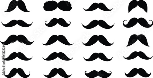 Black Moustache Silhouettes Variety - AI Generative
