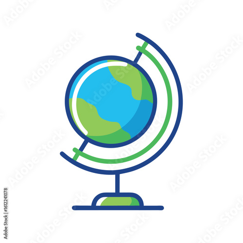 Study color vector art of a stylized globe showing continents isolated on a white background