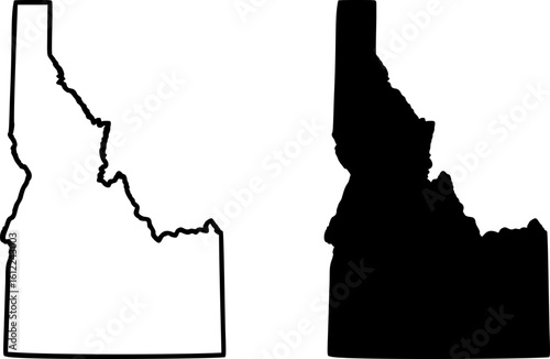 Idaho state border map outline and silhouette vector graphic isolated image	