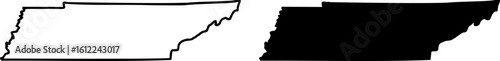 Tennessee state border map outline and silhouette vector graphic isolated image decal