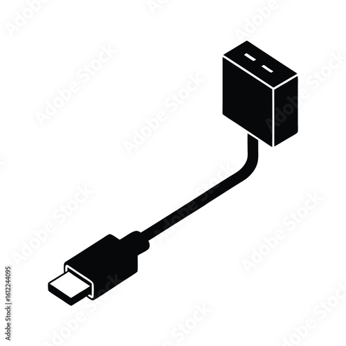 Modern usb type c adapter cable silhouette