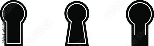 Keyhole View Silhouette Icon Vector Set - Secret, Vision, Privacy