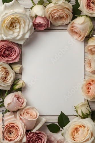 Delicate Rose Frame with Text Space