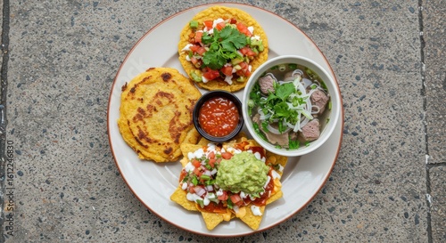 Plate of assorted food