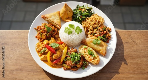 Colorful Asian food platter