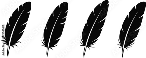 Eagle Feather Silhouette Icon Vector Set – Bird Symbol and Natural Element