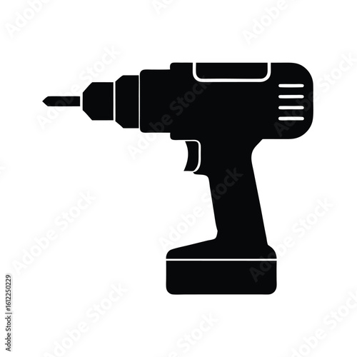 Black silhouette of a cordless power drill