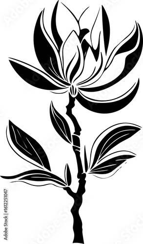 Wallpaper Mural simple black graphic drawing of magnolia flower, logo, tattoo Torontodigital.ca