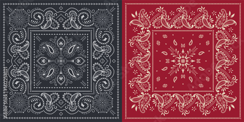 Set of Paisley prints bandanas.