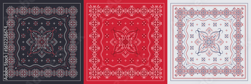 Set of Paisley prints bandanas.