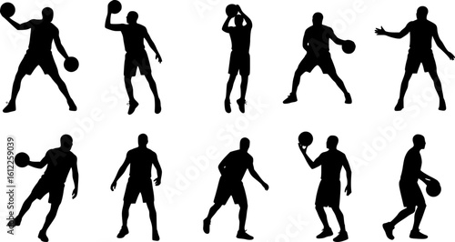 Set of basketball player silhouette vector illustration