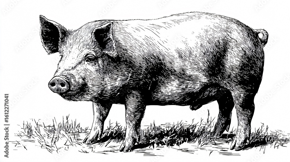Fototapeta premium Adorable Pig Isolated on White Background for Animal Lovers