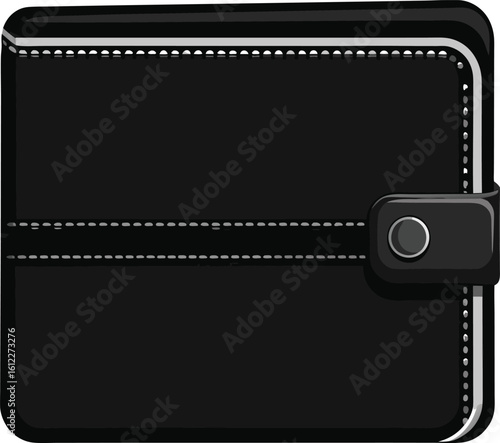 Sleek black leather wallet with snap closure